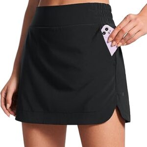 CRZ YOGA High Waisted Golf Skirts for Women A Line Tennis Athletic Casual Skort with Inner Shorts Pockets